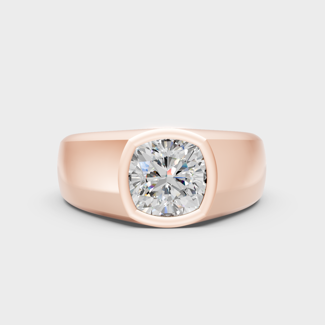 Contemporary Mens Lab Diamond Ring In Rose Gold